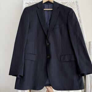 Brooks Brothers Jacket 40R Navy Wool 1818 Madison Chalk Stripe Blazer Italy Made